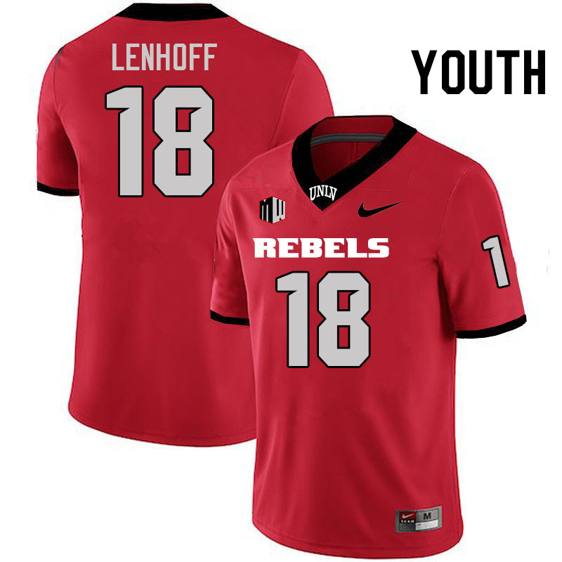 Youth #18 Lucas Lenhoff UNLV Rebels College Football Jerseys Stitched-Scarlet